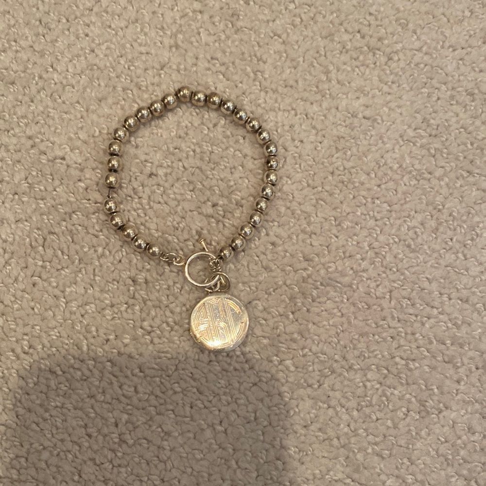 Sterling silver monogrammed charm bracelet